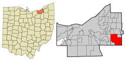Cuyahoga County Ohio incorporated and unincorporated areas Solon highlighted